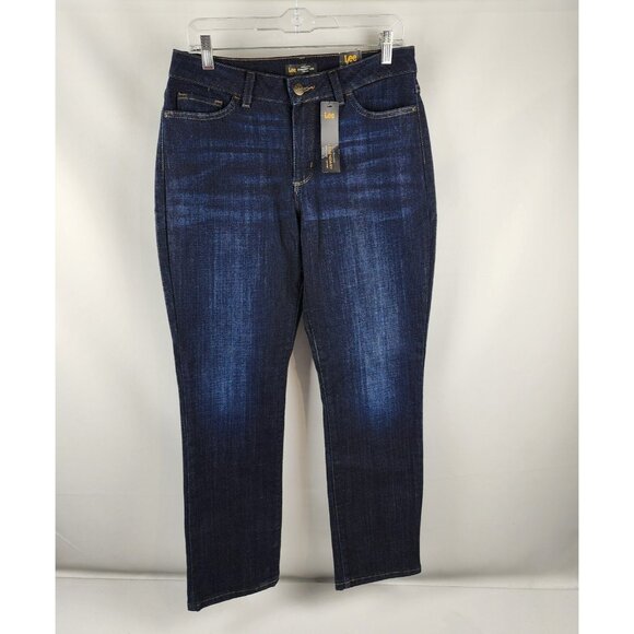 Lee Jeans Womens 12 Short Blue Straight Legendary Regular Fit Mid Rise NWT - Picture 1 of 12
